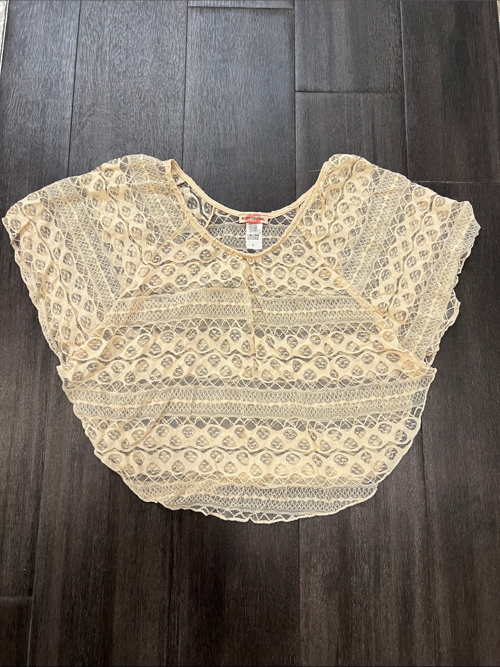 Body Central Cream Lace Overlay Cropped Camisole